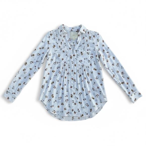Anthropologie Maeve Matilda Toadstool Mushroom Button down Shirt top blouse XS - Picture 1 of 5